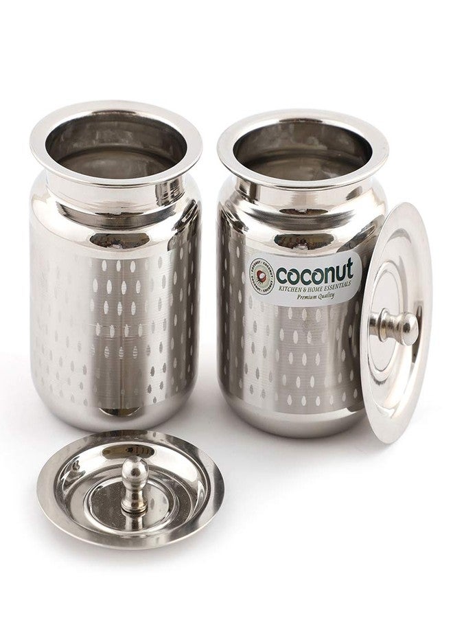 كوكونات وعاء زيت/سمن/مخلل مصنوع من الفولاذ المقاوم للصدأ بجوز الهند - قطعتان (سعة كل منهما 600 مل) - Image 2